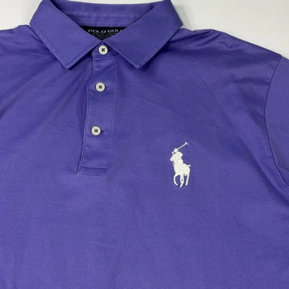 Vintage Polo Golf Ralph Lauren Mens Purple Polo Shirt White Pony Size M‎